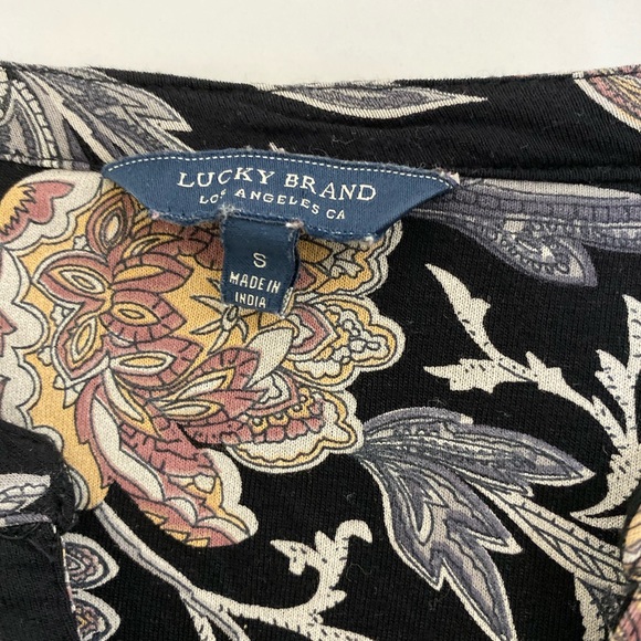 Lucky Brand Black Floral Design Blouse Small - Picture 4 of 4